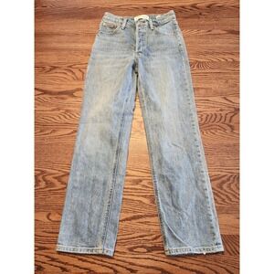 Denim Forum The Arlo High Rise Straight Jeans Women's Size 25 Light Wash 28L(27)